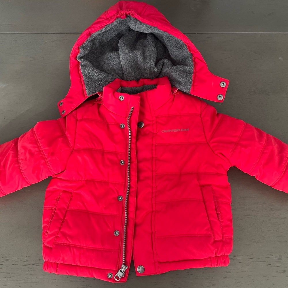 Vintage Calvin Klein Insulated Baby Winter Coat Red Puffer Jacket 18M